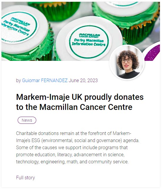 Markem-Imaje UK proudly donates to the Macmillan Cancer Centre